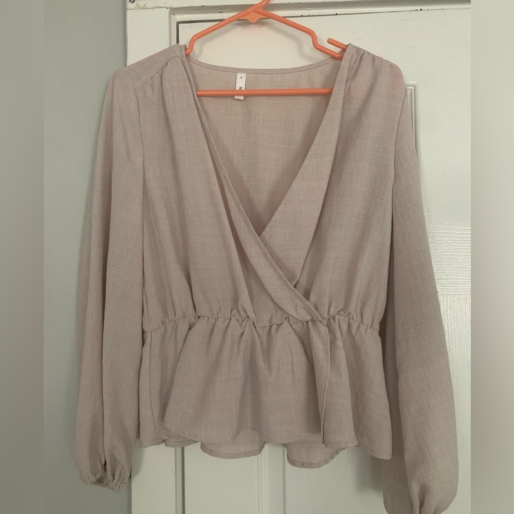 Glam medium top .  Long sleeve . Tan